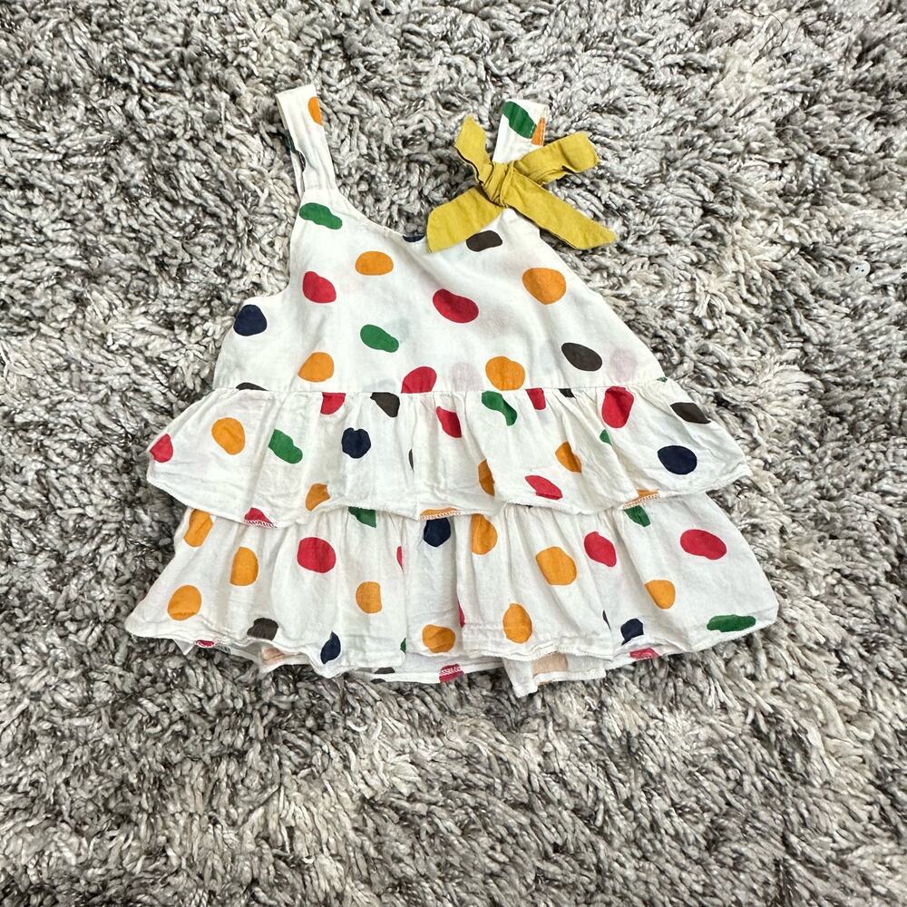 Humor Bear Polka Dot Mustard Yellow Tiered Tank Top 2T 3T